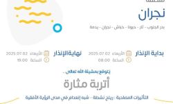 حالة الطقس اليوم في منطقة نجران الإنذار البرتقالي في بدر الجنوب وثار وحبونا وخباش ونجران ويدمة